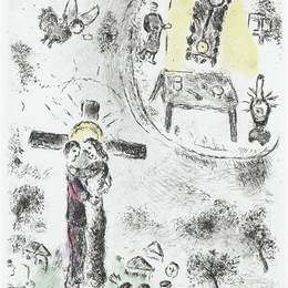 马克·夏加尔(Marc Chagall)高清作品:Illustration for Louis Aragons work &amp;ampquotOne w