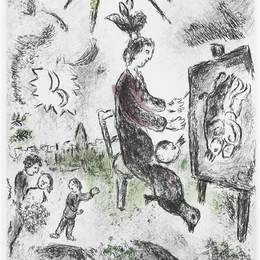 马克·夏加尔(Marc Chagall)高清作品:Illustration for Louis Aragons work &amp;ampquotOne w