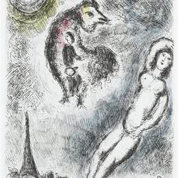 马克·夏加尔(Marc Chagall)高清作品:Illustration for Louis Aragons work &amp;ampquotOne w