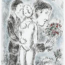 马克·夏加尔(Marc Chagall)高清作品:Illustration for Louis Aragons work &amp;ampquotOne w