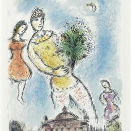 《在歌剧院的天空》马克·夏加尔(Marc Chagall)高清作品欣赏