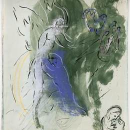 《雅各与天使摔跤》马克·夏加尔(Marc Chagall)高清作品欣赏
