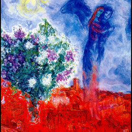 马克·夏加尔(Marc Chagall)高清作品:Lovers over Sant Paul