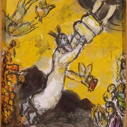 《摩西接受法律手册》马克·夏加尔(Marc Chagall)高清作品欣赏