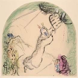 《摩西接受法律手册》马克·夏加尔(Marc Chagall)高清作品欣赏