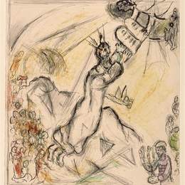 《摩西接受法律手册》马克·夏加尔(Marc Chagall)高清作品欣赏