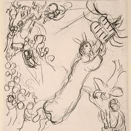 《摩西接受法律手册》马克·夏加尔(Marc Chagall)高清作品欣赏