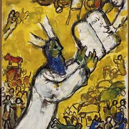 《摩西接受法律手册》马克·夏加尔(Marc Chagall)高清作品欣赏