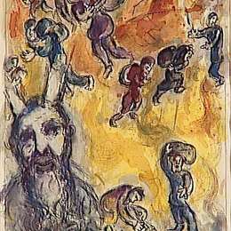 《摩西见证了人民的苦难》马克·夏加尔(Marc Chagall)高清作品欣赏