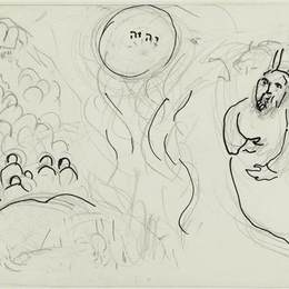 《摩西与燃烧的布什》马克·夏加尔(Marc Chagall)高清作品欣赏