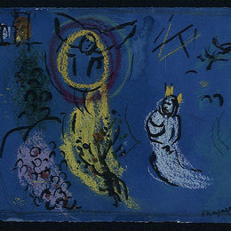 《摩西与燃烧的布什》马克·夏加尔(Marc Chagall)高清作品欣赏