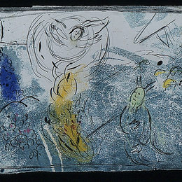 《摩西与燃烧的布什》马克·夏加尔(Marc Chagall)高清作品欣赏