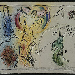 《摩西与燃烧的布什》马克·夏加尔(Marc Chagall)高清作品欣赏