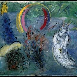 《摩西与燃烧的布什》马克·夏加尔(Marc Chagall)高清作品欣赏