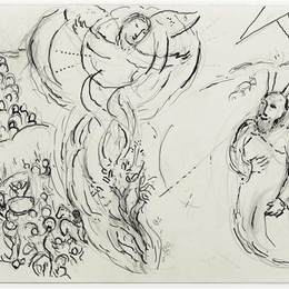 《摩西与燃烧的布什》马克·夏加尔(Marc Chagall)高清作品欣赏