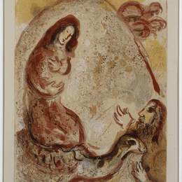《瑞秋隐藏她父亲的家神》马克·夏加尔(Marc Chagall)高清作品欣赏