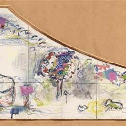 马克·夏加尔(Marc Chagall)高清作品:Sketch for &amp;ampquotMeeting of Isaac and Rebecca&amp;ampquot