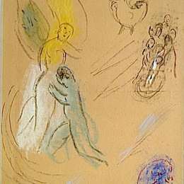 马克·夏加尔(Marc Chagall)高清作品:Study to &amp;ampquotJacob Wrestling with the Angel&amp;ampquot