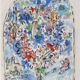 马克·夏加尔(Marc Chagall)高清作品:Tree of life (sketch to vitrage in Chapelle des Cordeliers i