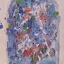 马克·夏加尔(Marc Chagall)高清作品:Tree of life (sketch to vitrage in Chapelle des Cordeliers i