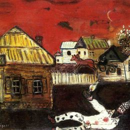 《维捷布斯克，村里的场景》马克·夏加尔(Marc Chagall)高清作品欣赏