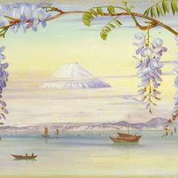 《福山山、日本、威斯塔里亚远景》玛丽安娜·诺斯(Marianne North)高清作品欣赏