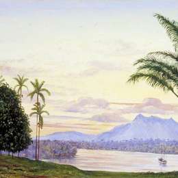 玛丽安娜·诺斯(Marianne North)高清作品:View of Matang and River, Sarawak, Borneo