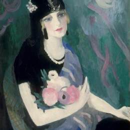 丽·罗兰珊(Marie Laurencin)高清作品:Portrait of Baroness Gourgaud in Black Mantilla