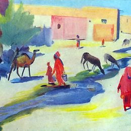 《阿什哈巴德街道与沟渠》马蒂罗斯(Martiros Sarian)高清作品欣赏