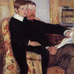 玛丽·卡萨特(Mary Cassatt)高清作品:Portrait of Alexander J. Cassat and His Son Robert Kelso Cas