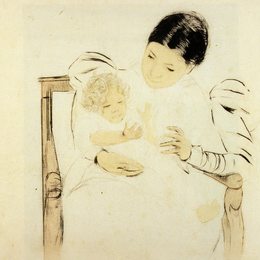 《脚踏实地的孩子》玛丽·卡萨特(Mary Cassatt)高清作品欣赏