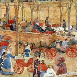 《下午，Pincian Hill》莫里斯·普雷德加斯特(Maurice Prendergast)高清作品欣赏