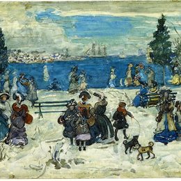 《四月雪，塞勒姆》莫里斯·普雷德加斯特(Maurice Prendergast)高清作品欣赏