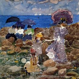 《低潮》莫里斯·普雷德加斯特(Maurice Prendergast)高清作品欣赏