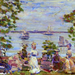 《海滨野餐》莫里斯·普雷德加斯特(Maurice Prendergast)高清作品欣赏