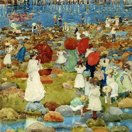 《奥甘奎特石滩》莫里斯·普雷德加斯特(Maurice Prendergast)高清作品欣赏