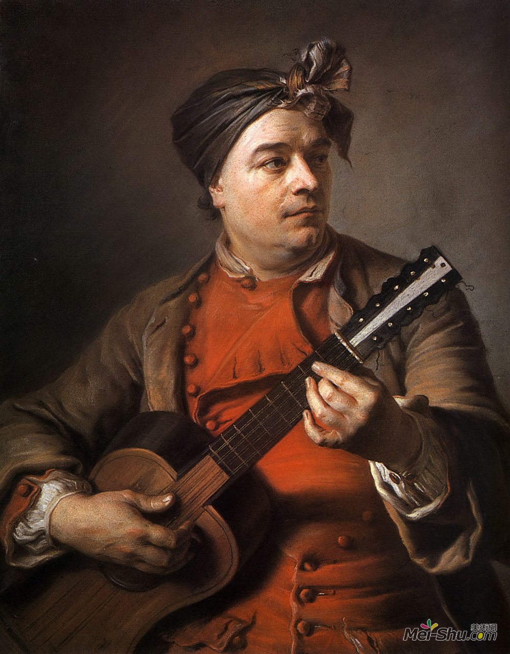 la tour莫里斯·昆汀·德·拉图尔油画2316《贾可杜蒙特乐罗曼弹吉他