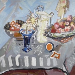 《蓝色的花瓶里的蓟，盐锅，篮子》马克斯-古布勒(Max Gubler)高清作品欣赏