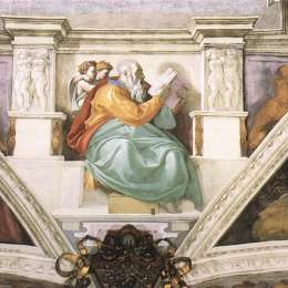 《入口墙上方的壁画》米开朗基罗(Michelangelo)高清作品欣赏