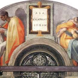 《基督的祖先：约沙法，约兰》米开朗基罗(Michelangelo)高清作品欣赏