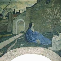 《基督与玛莎和玛丽》米哈伊尔·涅斯捷罗夫(Mikhail Nesterov)高清作品欣赏