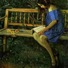 米哈伊尔·涅斯捷罗夫(Mikhail Nesterov)高清作品:Portrait of Natasha Nesterova (On a Garden Bench)