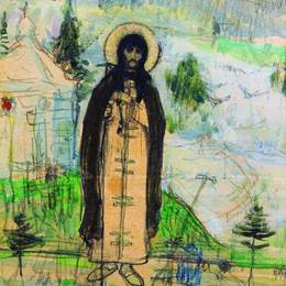 米哈伊尔·涅斯捷罗夫(Mikhail Nesterov)高清作品:Venerable Sergius of Radonezh (sketch)