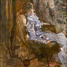 米哈伊尔·弗贝鲁尔(Mikhail Vrubel)高清作品:A Lady in Lilac (Portrait of Nadezhda Zabela)