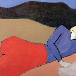 《斜倚的读者》米尔顿·埃弗里(Milton Avery)高清作品欣赏