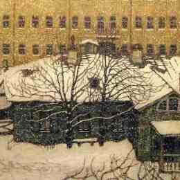 《圣彼得堡的一所小房子》莫斯塔拉夫·多布尔日茨基(Mstislav Dobuzhinsky)高清作品欣赏