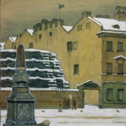 《城市里的冬天》莫斯塔拉夫·多布尔日茨基(Mstislav Dobuzhinsky)高清作品欣赏