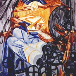 《织布工（织机+女人）》冈察洛娃(Natalia Goncharova)高清作品欣赏