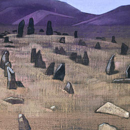 尼古拉斯·罗瑞奇(Nicholas Roerich)高清作品:Doring, Tibetian menhirs.