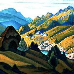 尼古拉斯·罗瑞奇(Nicholas Roerich)高清作品:Hermit (By the Misterious Stone unknown old man has settled)